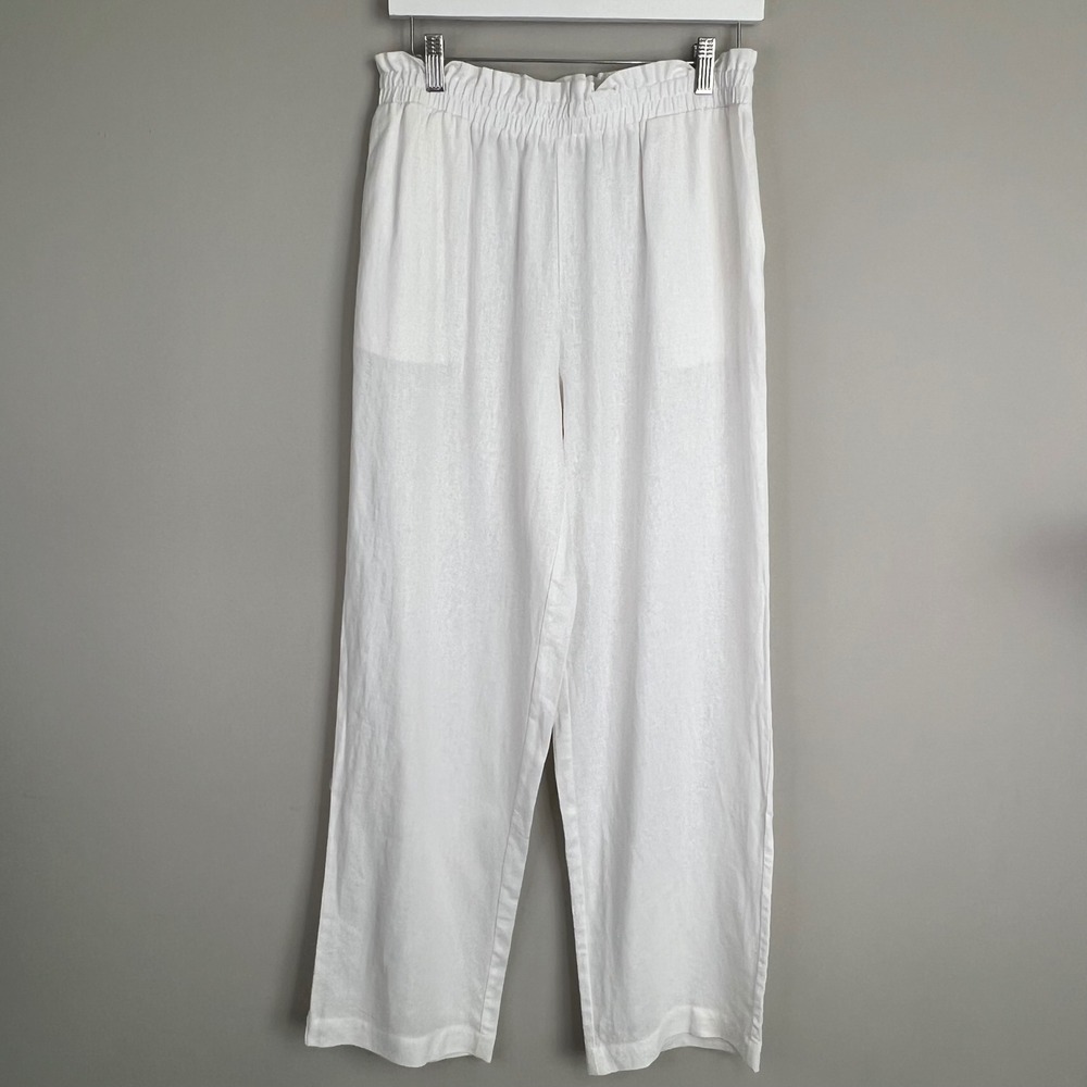 LNA Linen Blend Wide Leg Pants White Medium Relaxed Coastal Minimal Resort